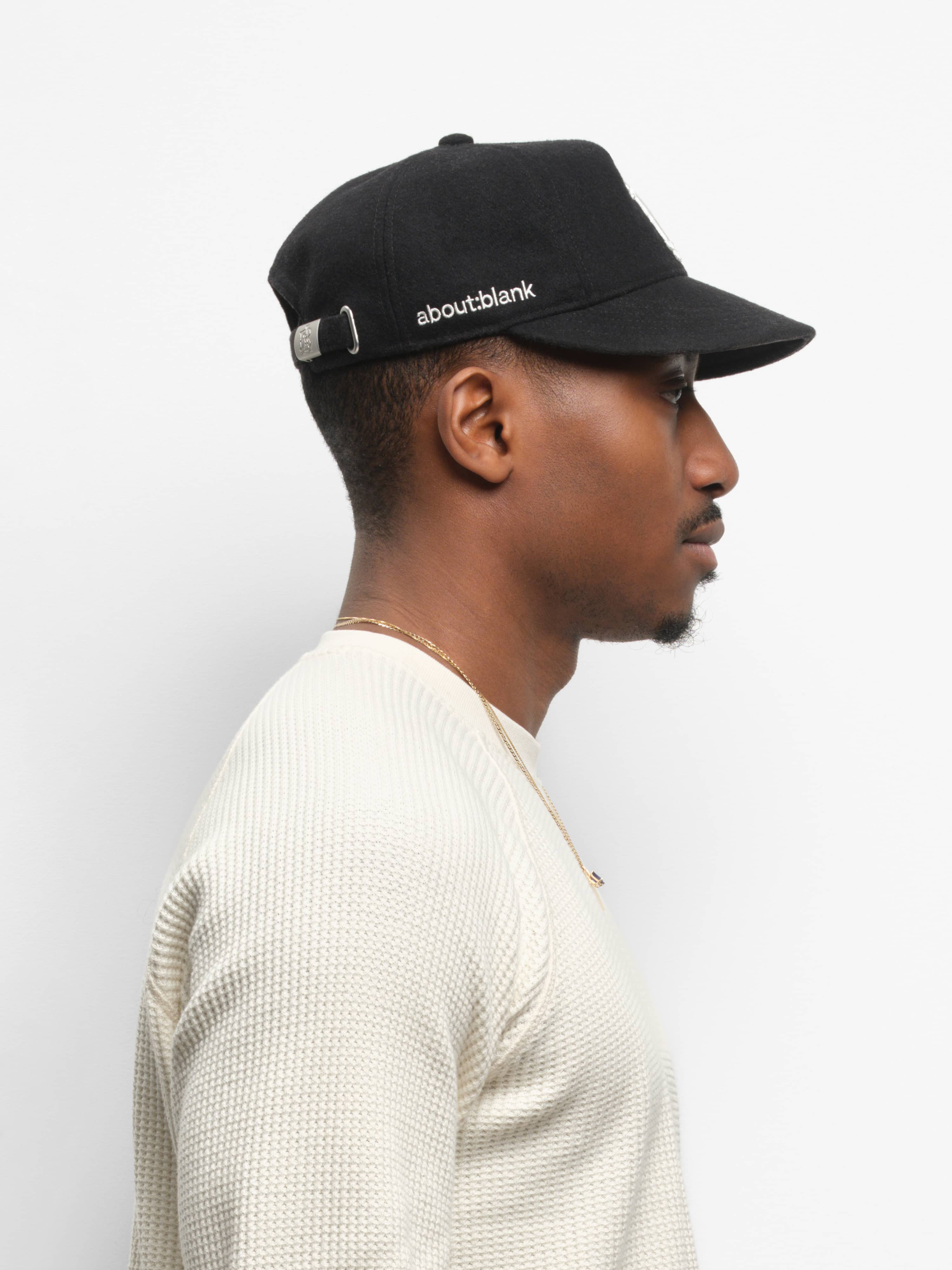 about:blank | monogram wool cap black/ecru