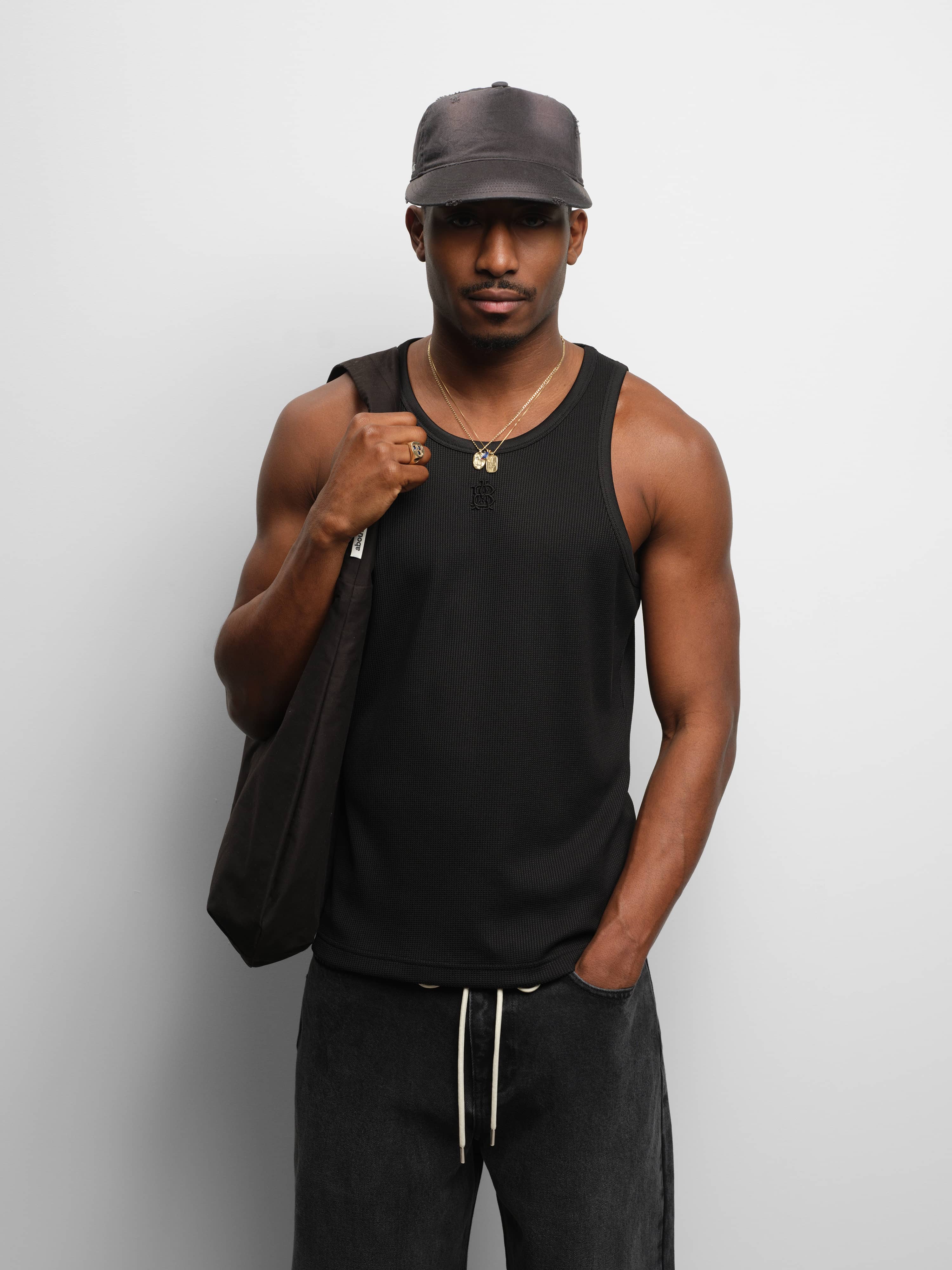 about:blank | monogram 2 pack vests black