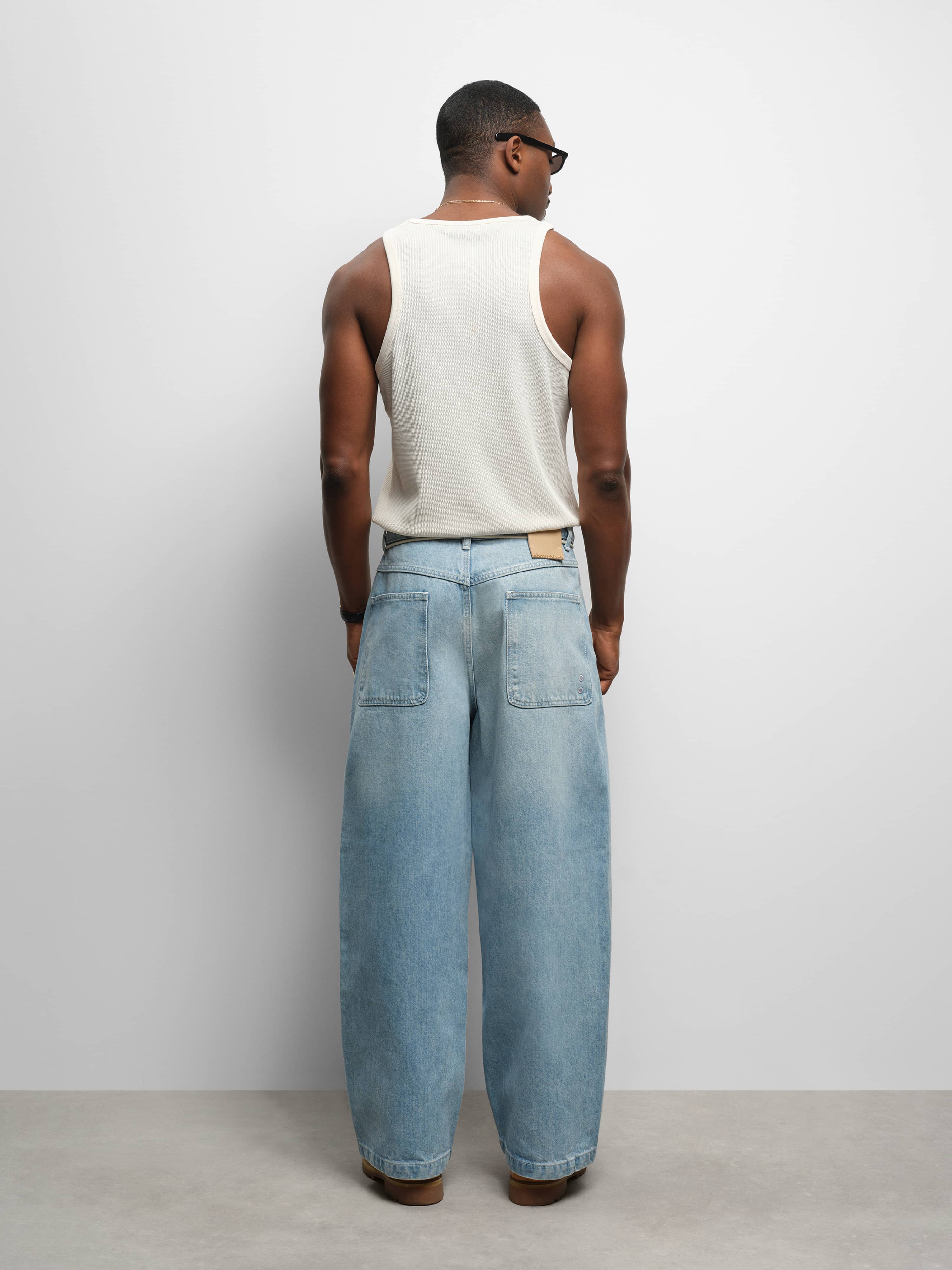 about:blank | wide leg denim light blue wash