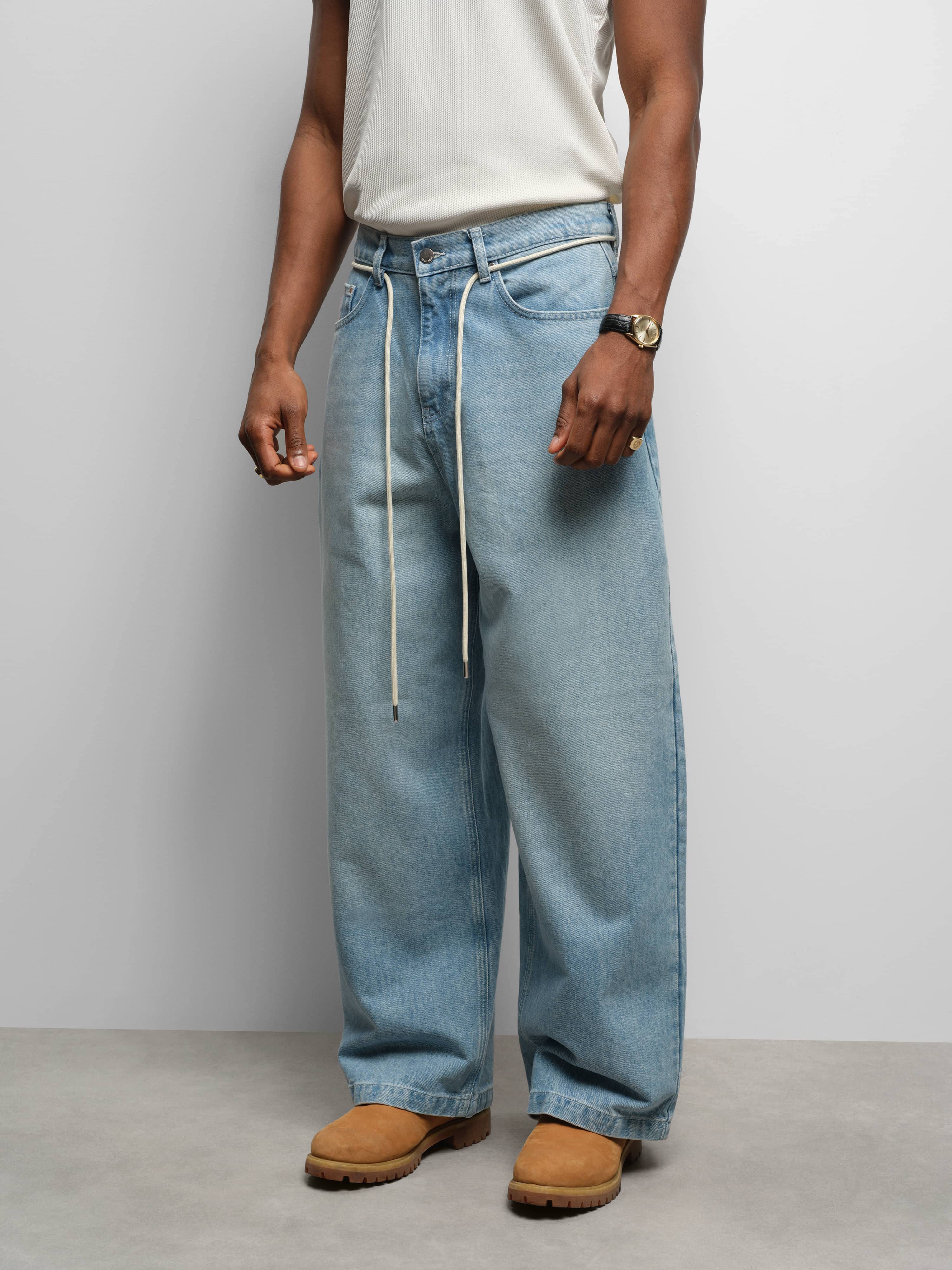 about:blank | wide leg denim light blue wash