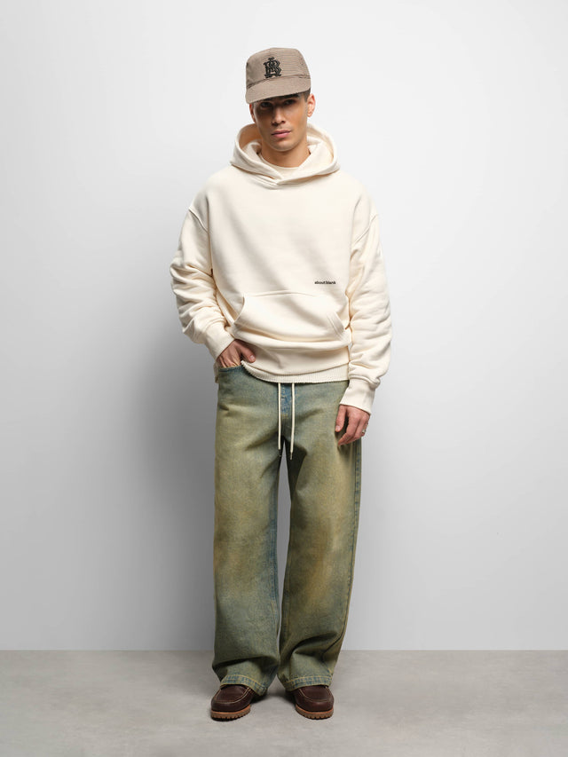 box hoodie ecru/black