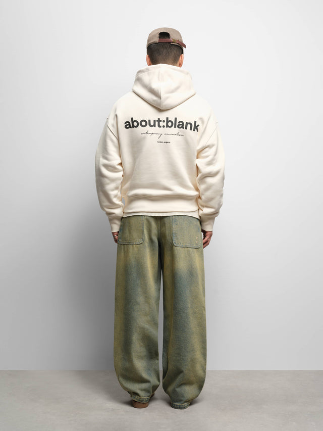 box hoodie ecru/black