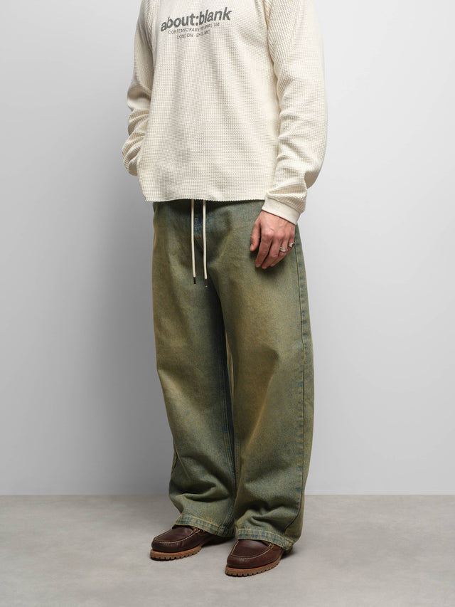 wide leg denim jean dirty wash