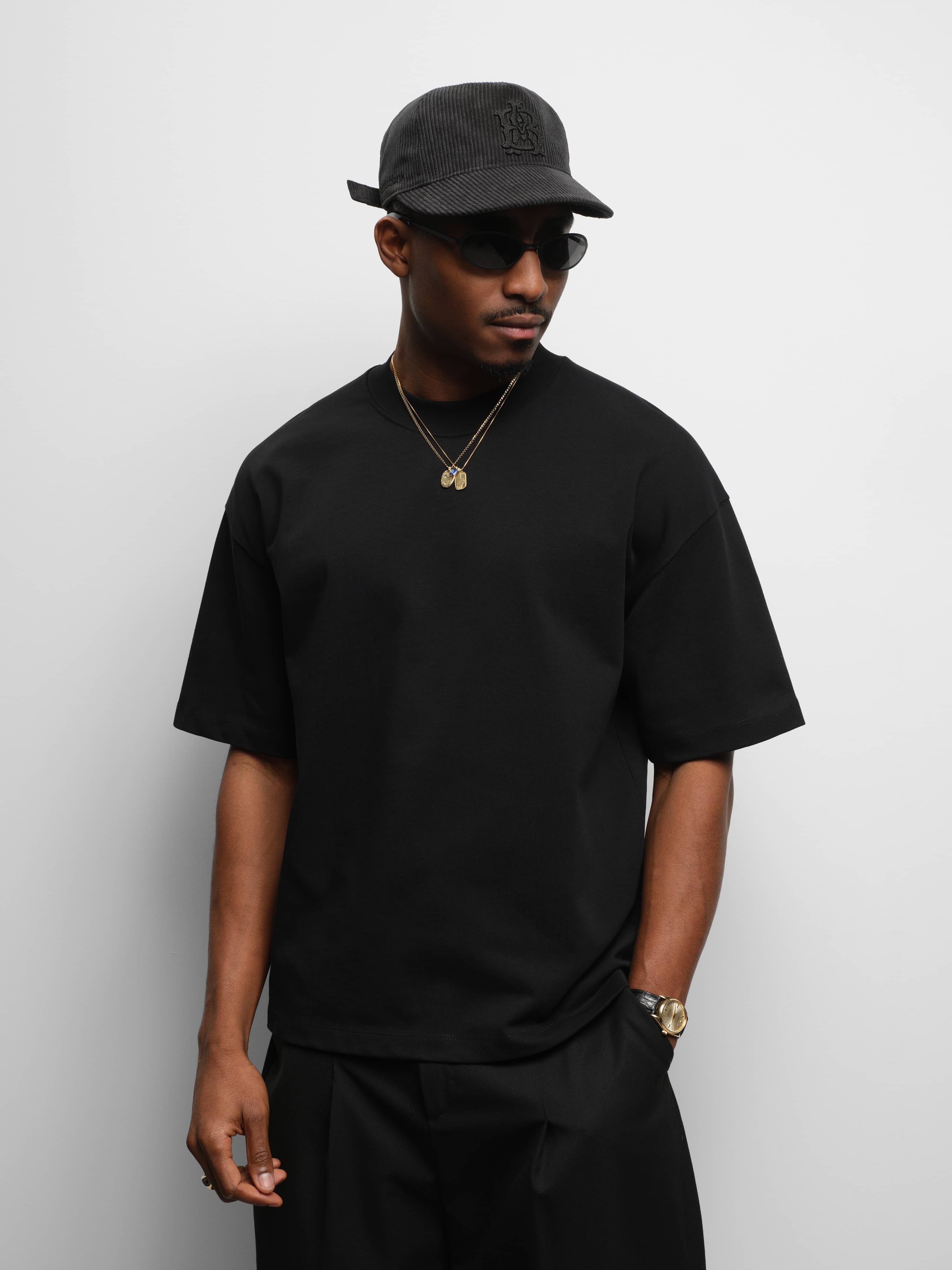 about:blank | mock neck t-shirt black