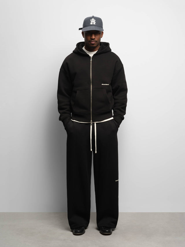 box zip hoodie black/ecru