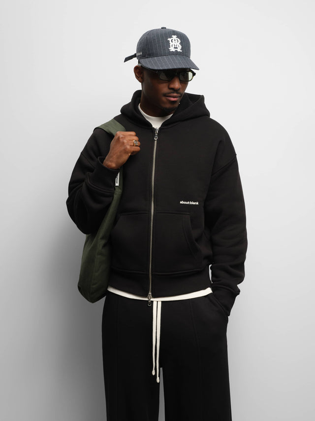 box zip hoodie black/ecru
