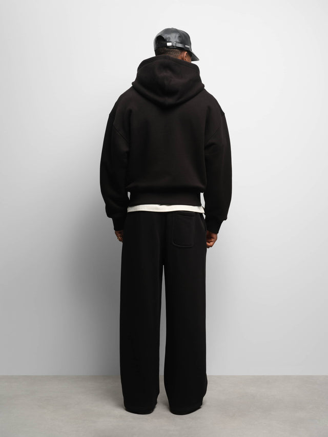 dual logo zip hoodie black/ecru