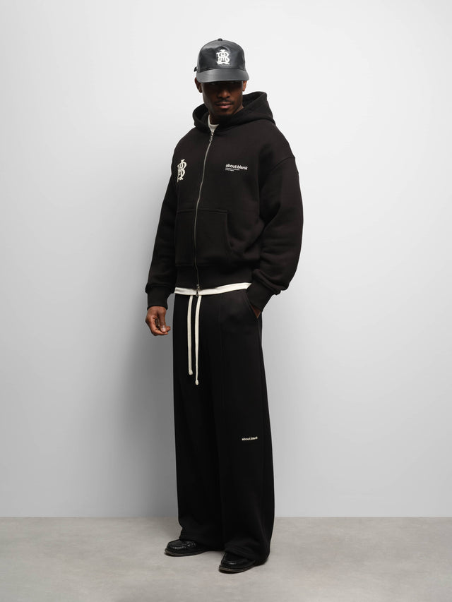 dual logo zip hoodie black/ecru