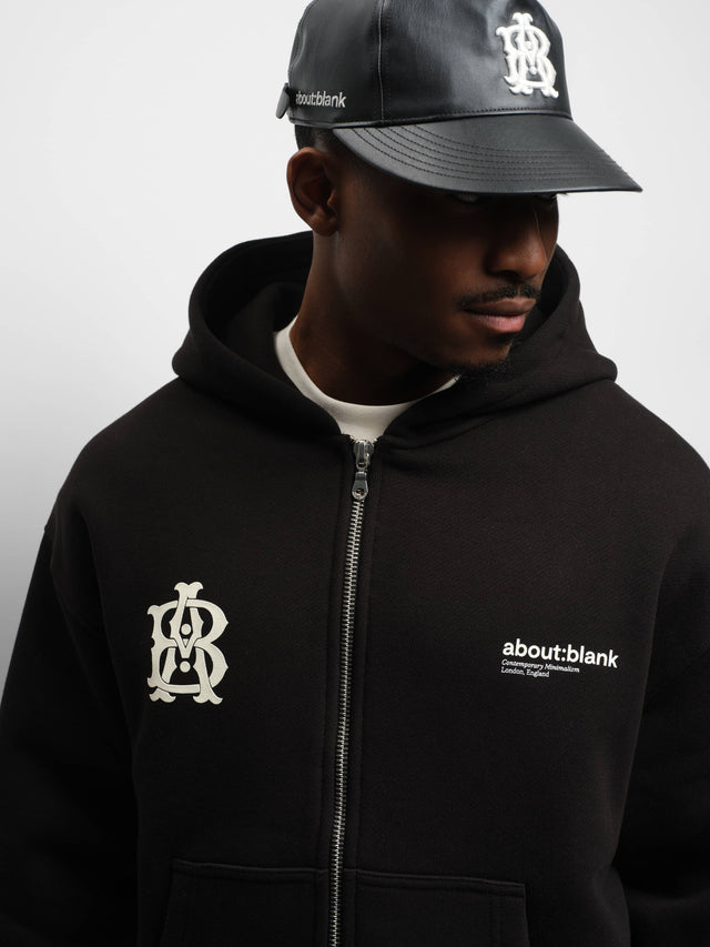dual logo zip hoodie black/ecru