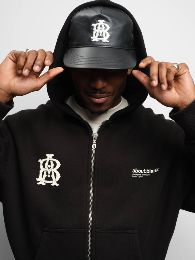 dual logo zip hoodie black/ecru