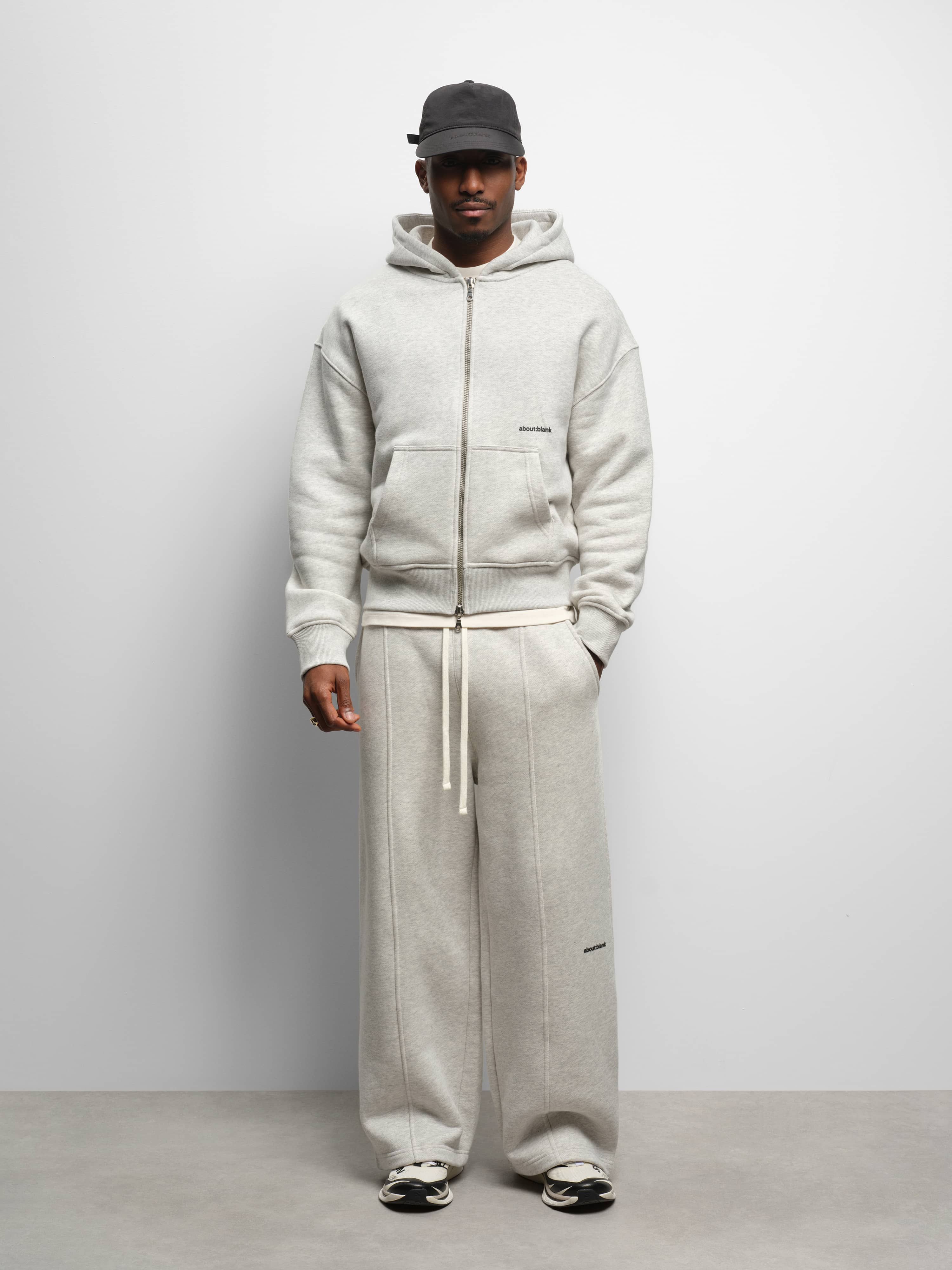 about:blank | box zip hoodie grey marl/white