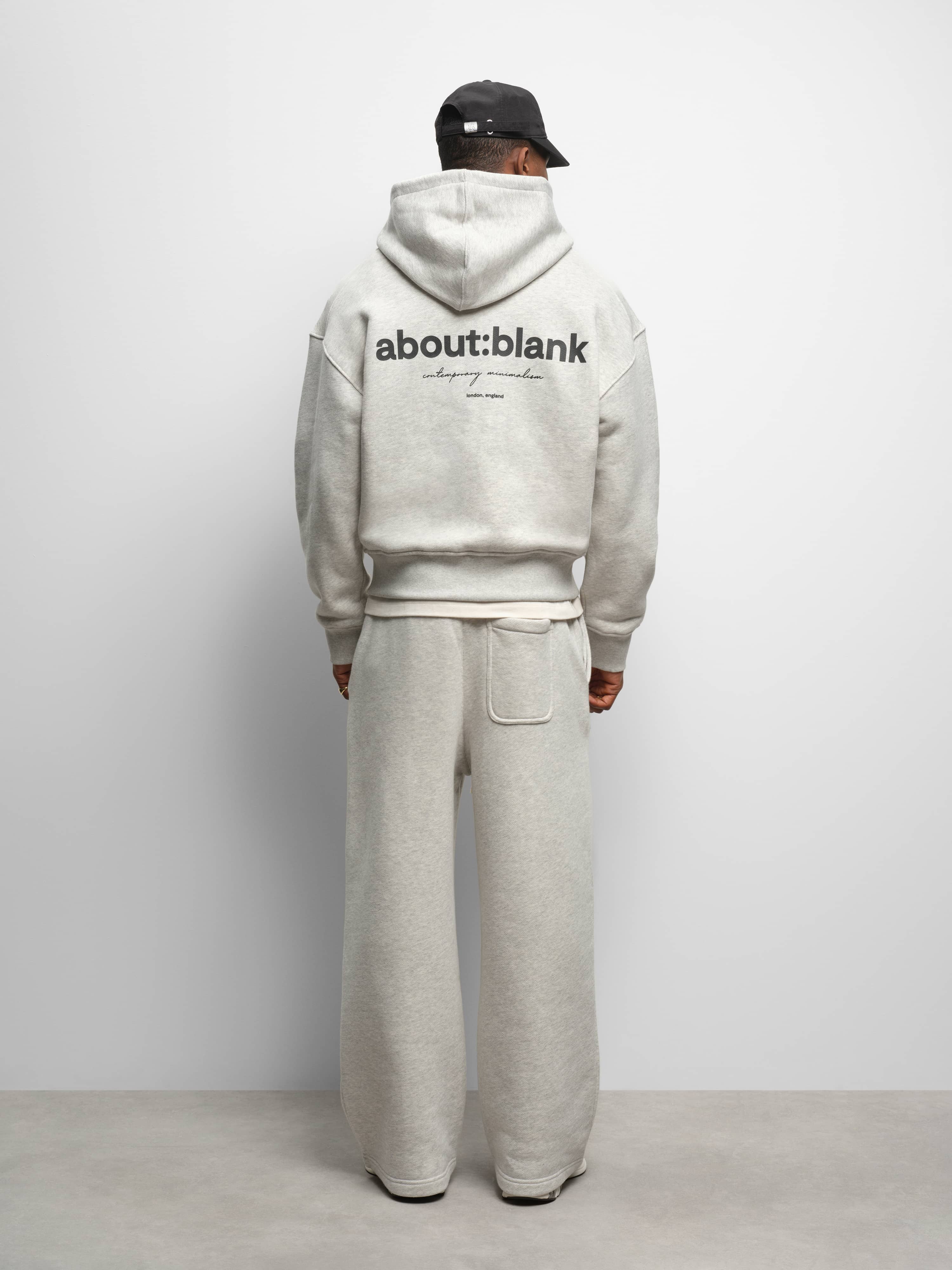 about:blank | box zip hoodie grey marl/white