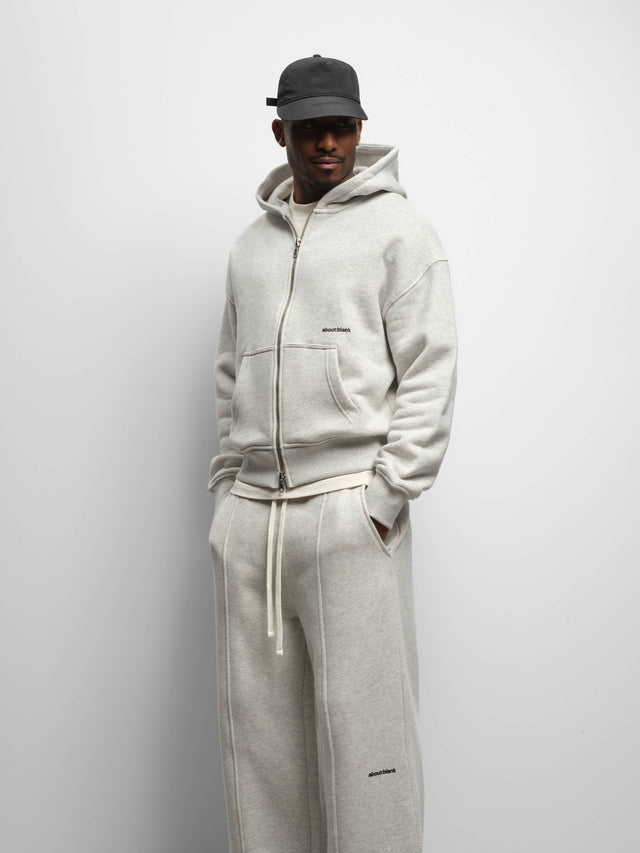 box zip hoodie grey marl/black