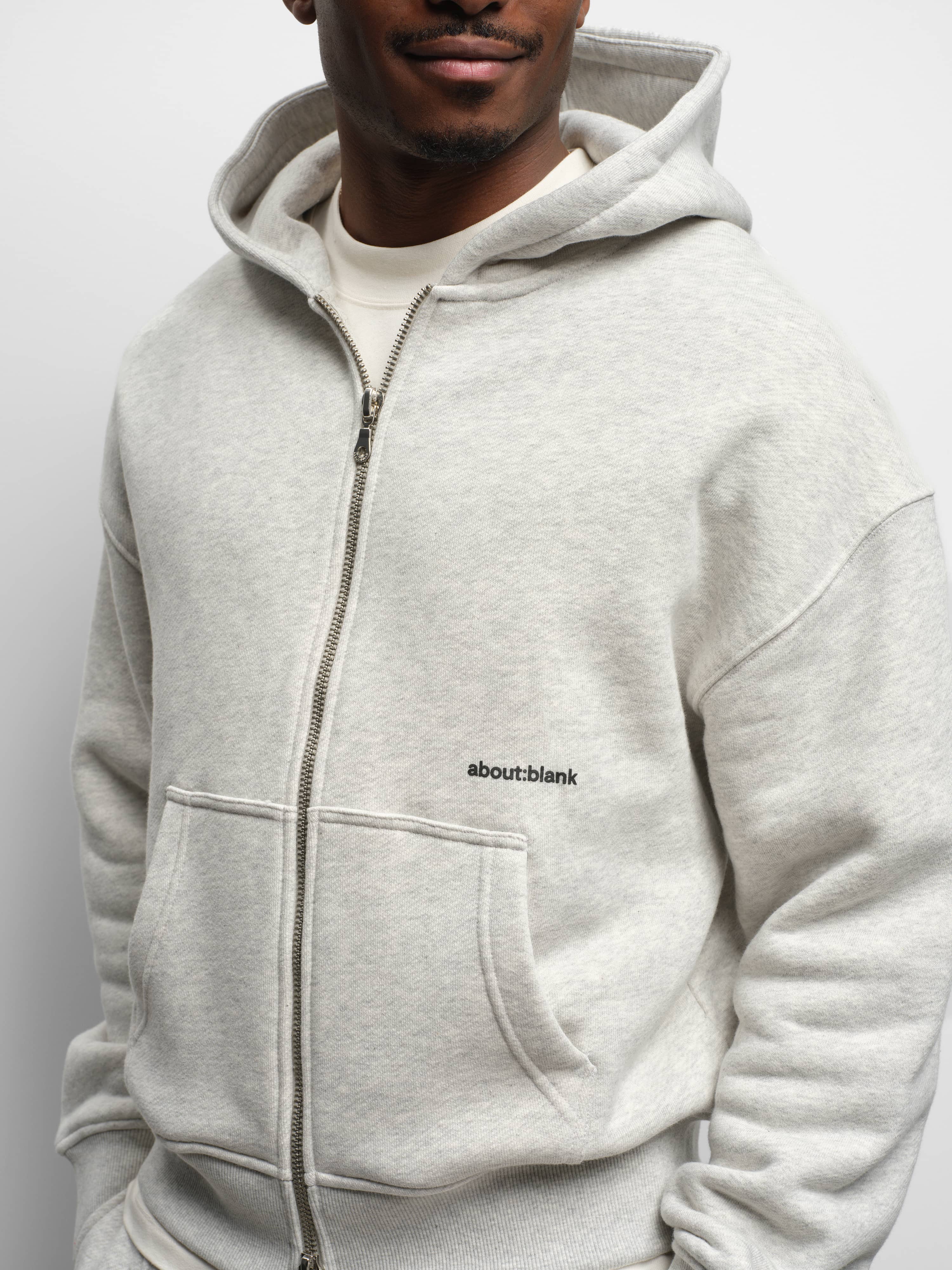 about:blank | box zip hoodie grey marl/white