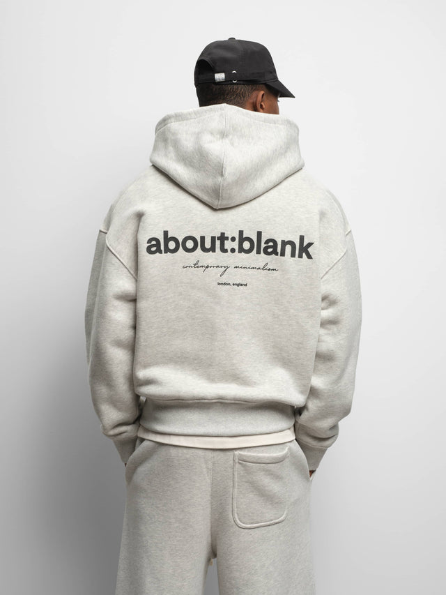 box zip hoodie grey marl/black