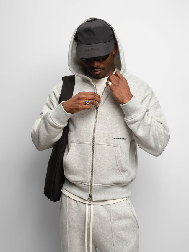 box zip hoodie grey marl/black