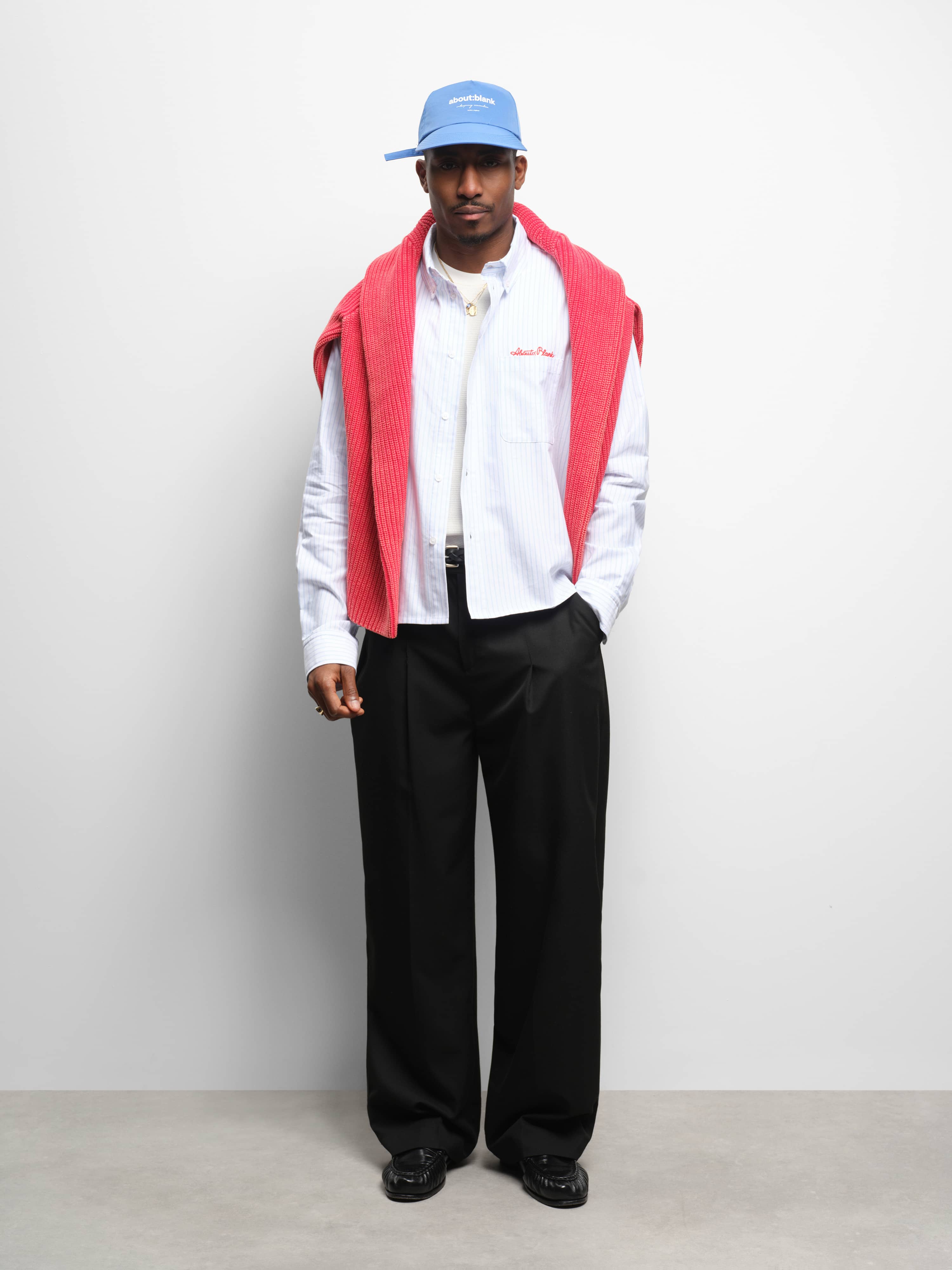 about:blank | oxford script shirt white/blue