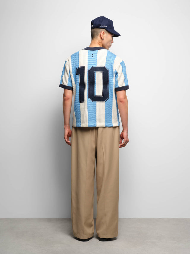 knitted football shirt blue/white