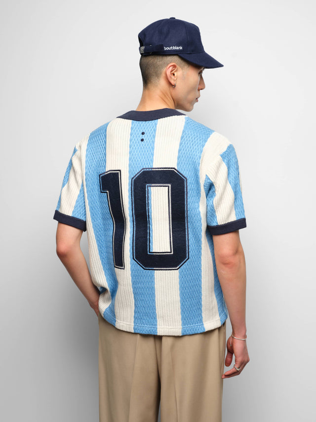 knitted football shirt blue/white
