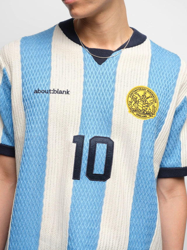 knitted football shirt blue/white