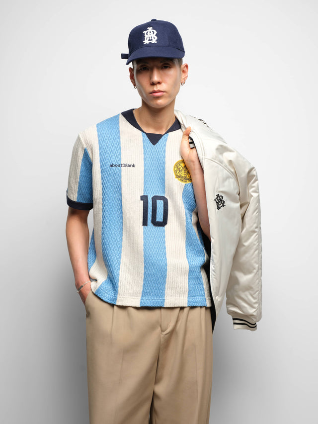 knitted football shirt blue/white