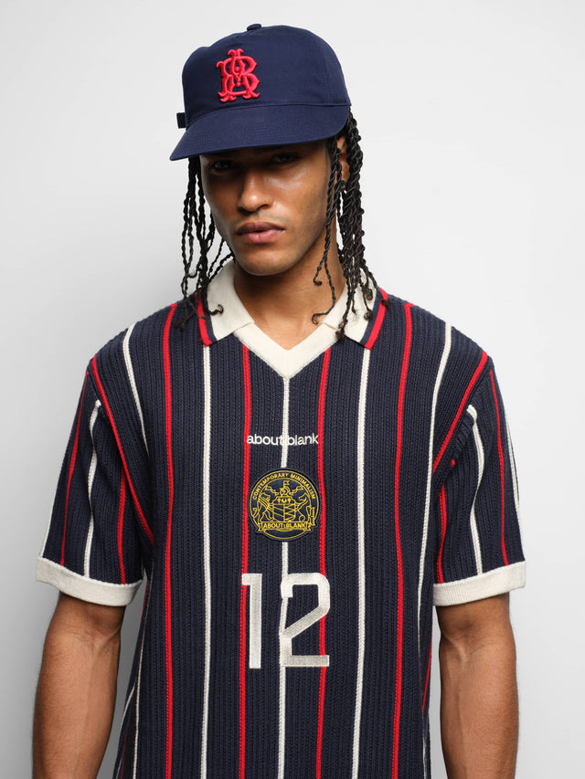 knitted football shirt navy/red/white