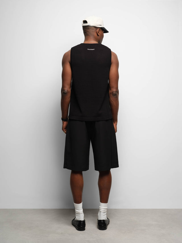 knitted sleeveless t-shirt black