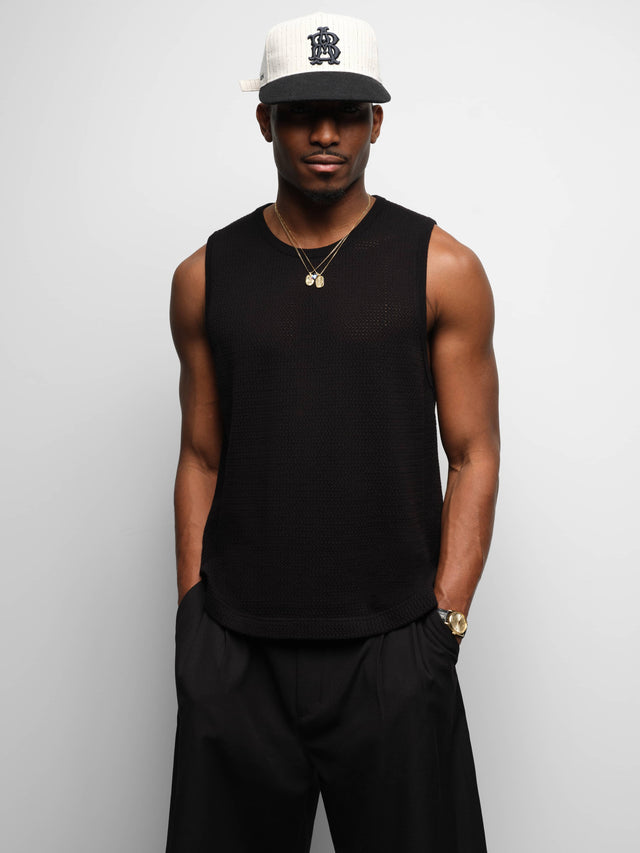 knitted sleeveless t-shirt black