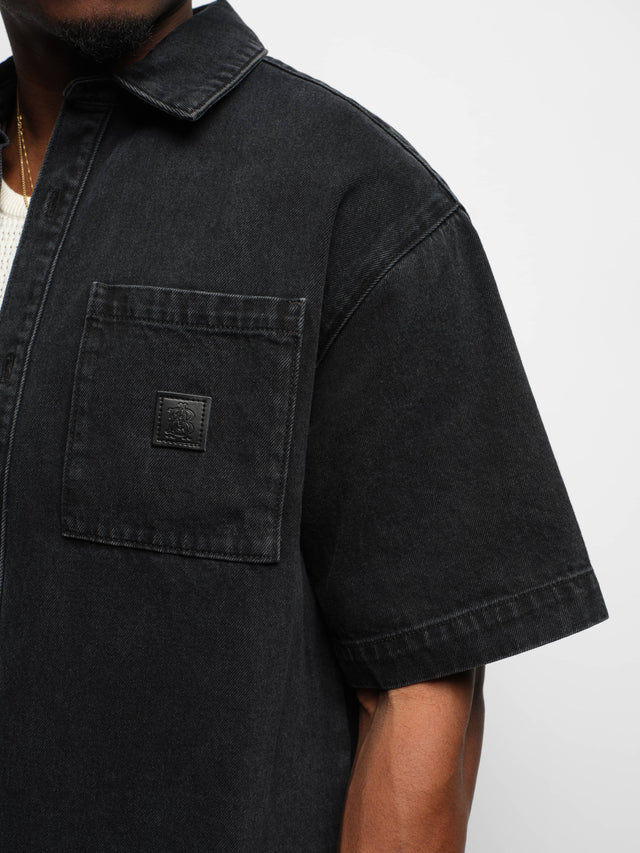 denim short sleeve shirt vintage black