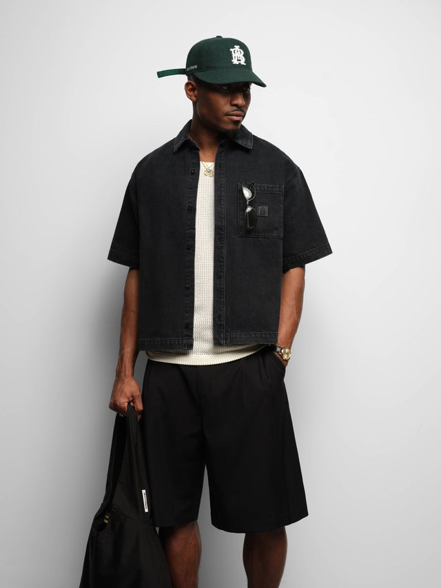 denim short sleeve shirt vintage black