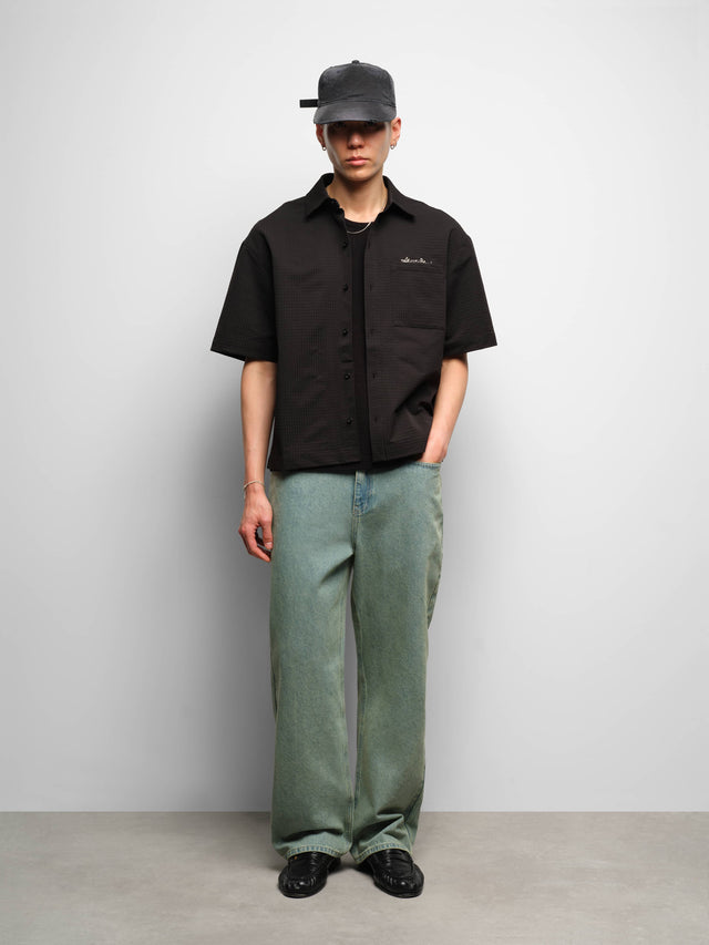 textured shirt black
