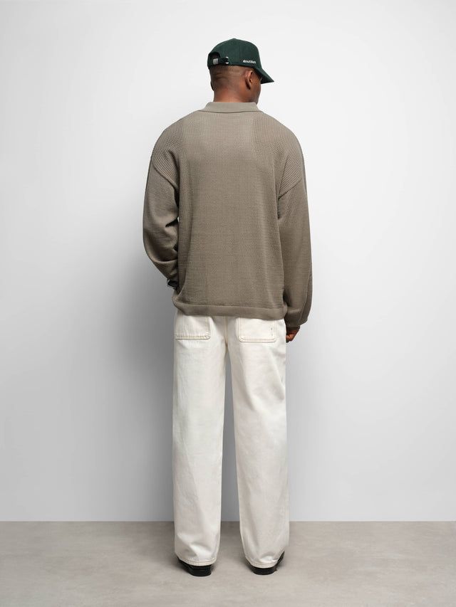 resort long sleeve knit polo sage