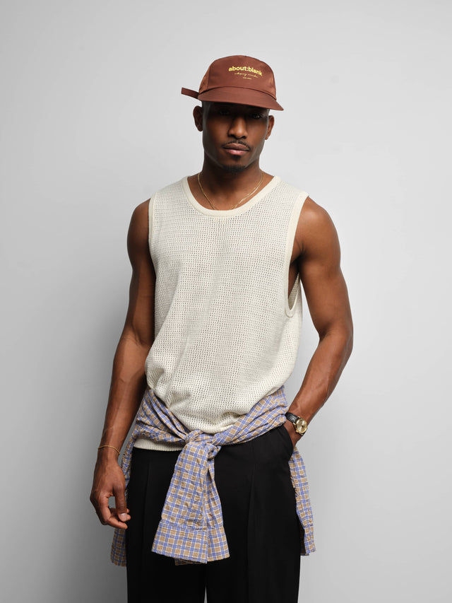 knitted sleeveless t-shirt oat
