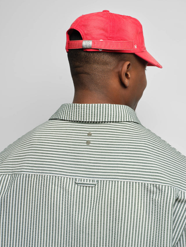 seersucker short sleeve shirt green