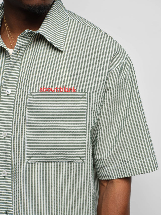 seersucker short sleeve shirt green