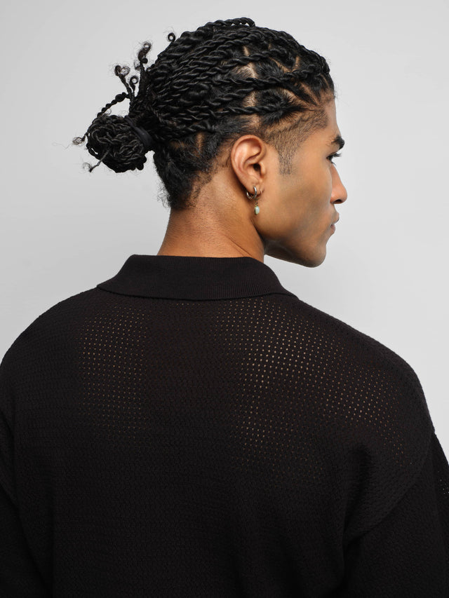 resort knit polo black