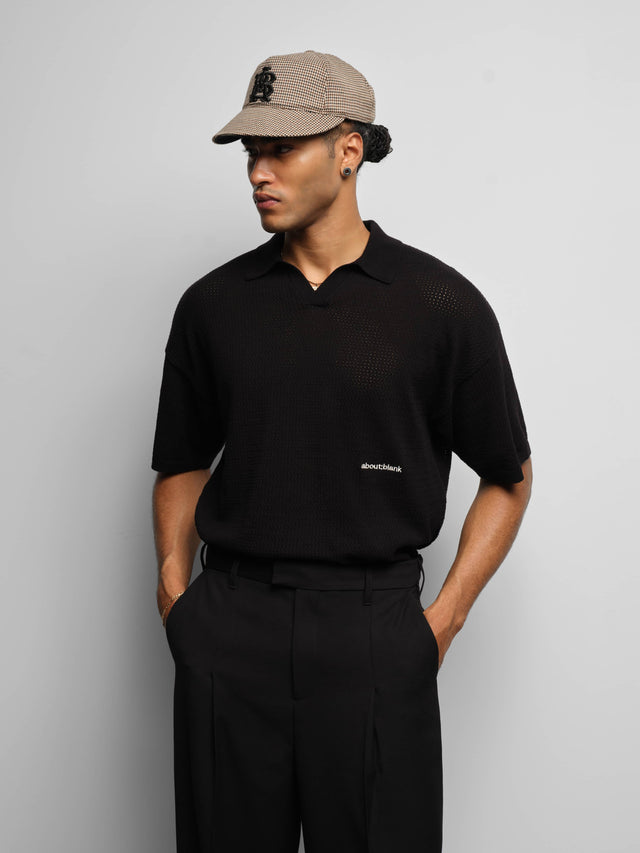 resort knit polo black