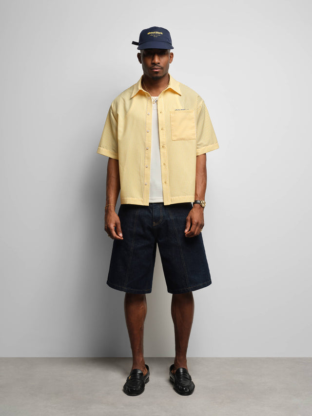 seersucker short sleeve shirt yellow