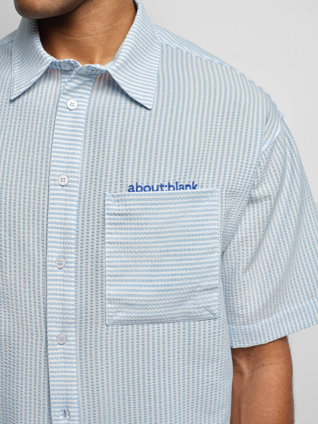 seersucker short sleeve shirt blue