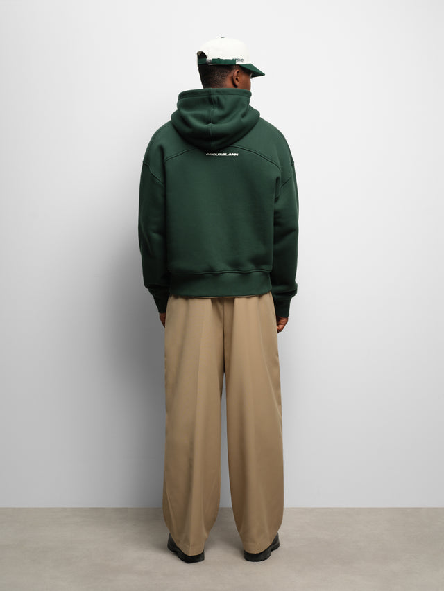 dual logo oblique zip hoodie epsom green