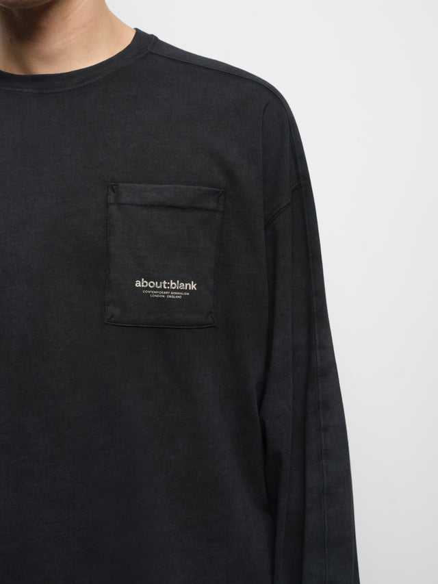imprint pocket long sleeve t-shirt black