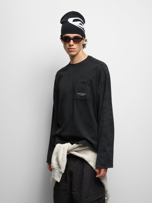 imprint pocket long sleeve t-shirt black