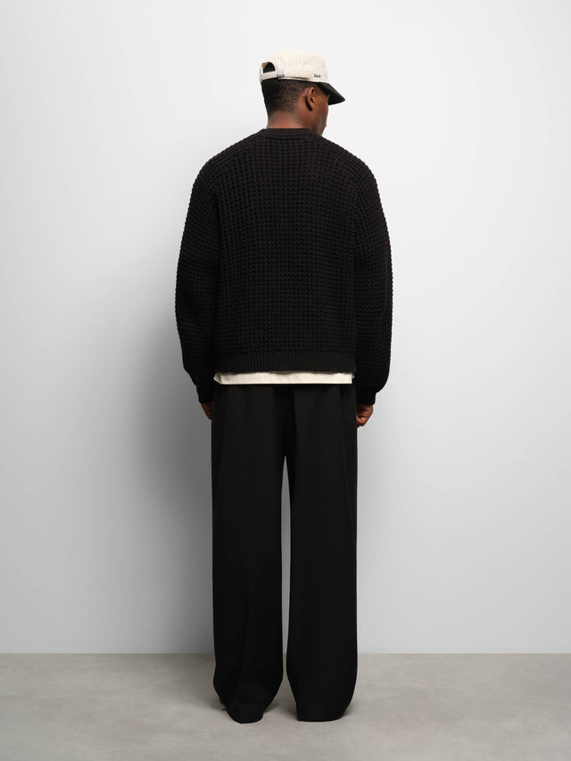 moss stitch crew black