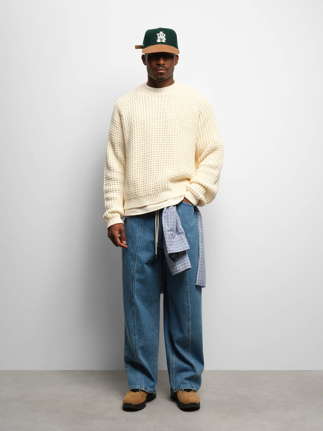 moss stitch crew ecru