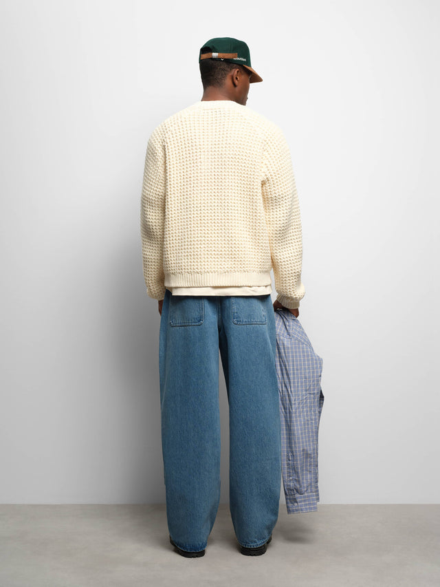 moss stitch crew ecru