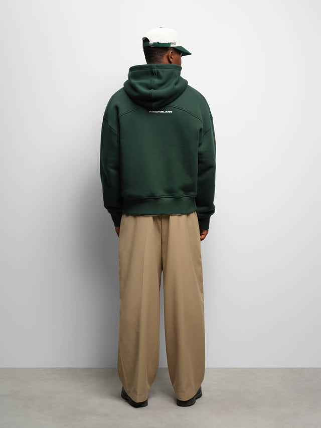 dual logo oblique zip hoodie epsom green