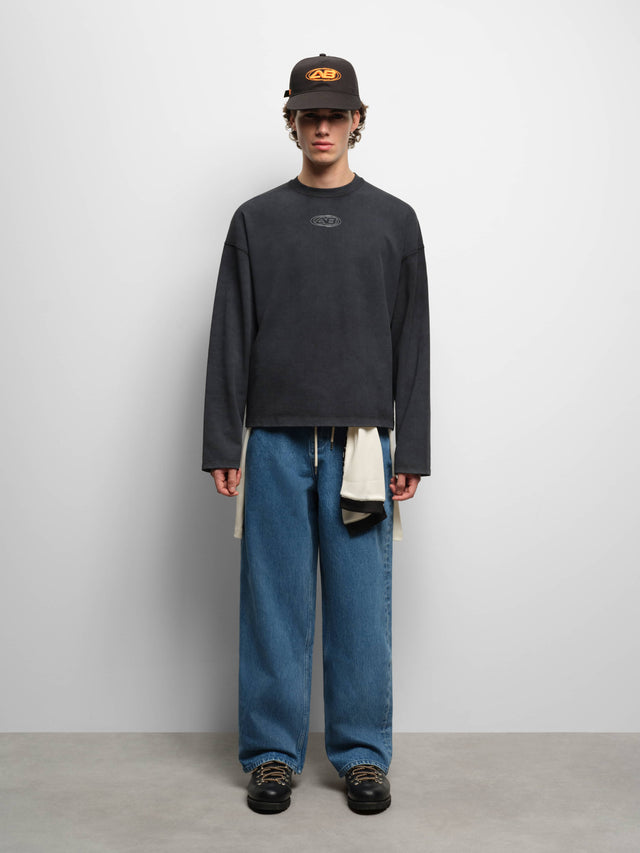 outline ellipse long sleeve t-shirt black