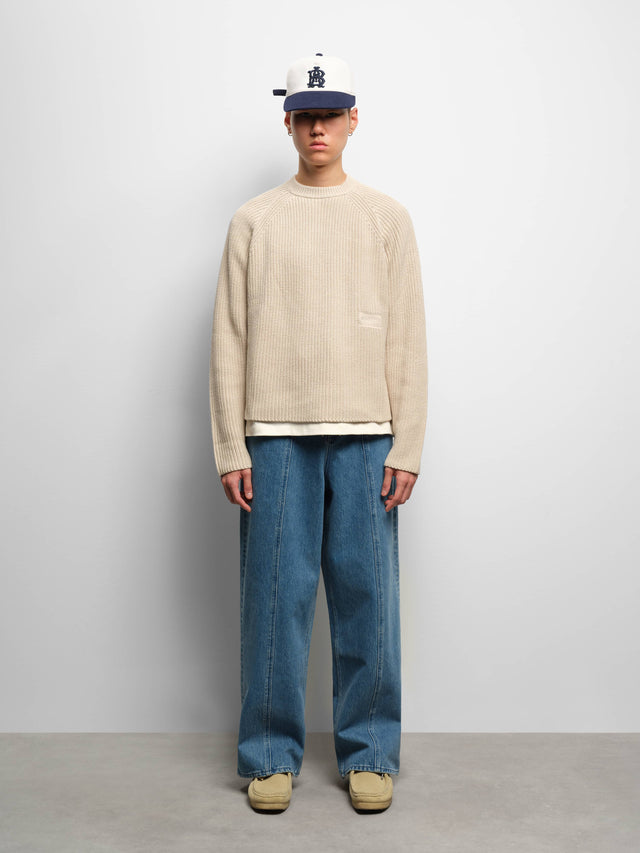 rib knit crew pumice