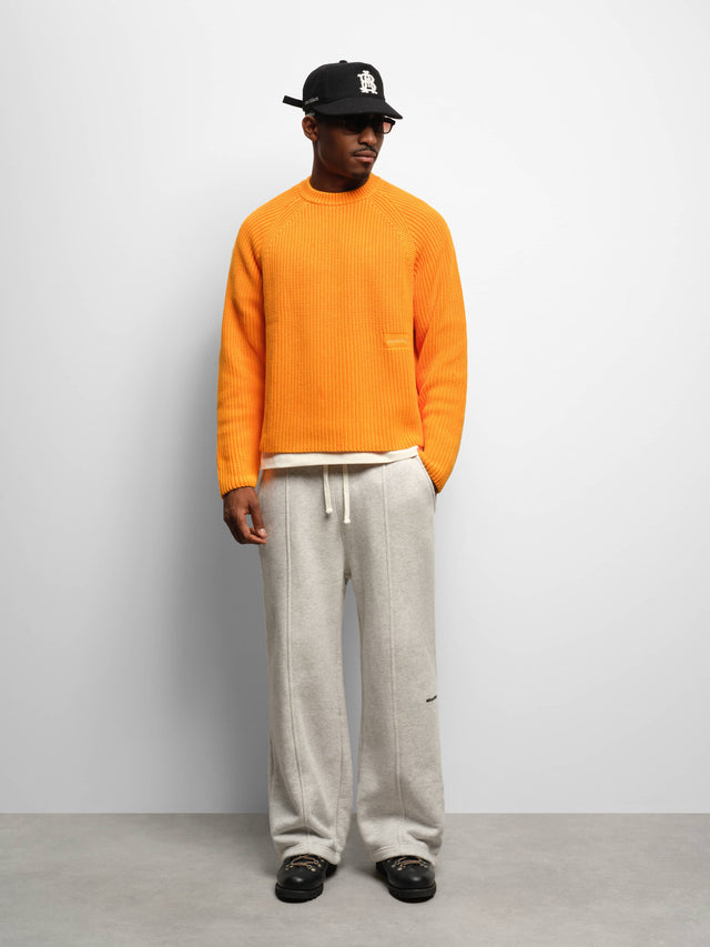 rib knit crew washed orange