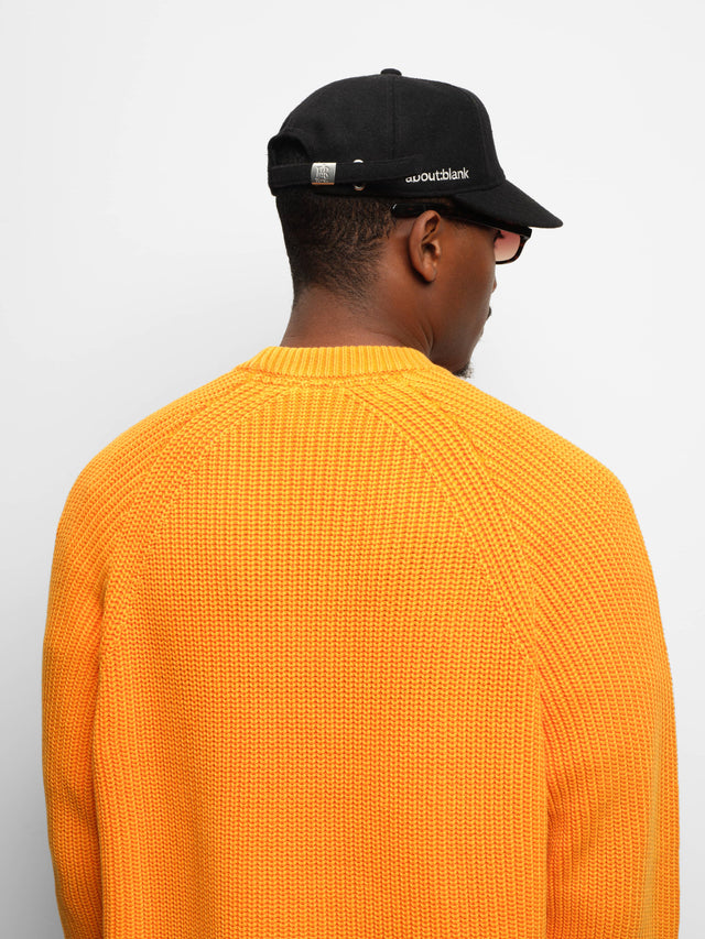 rib knit crew washed orange